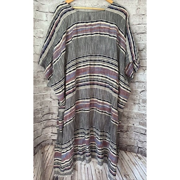 American Eagle Kimono Cover Up Open Front Caridgan Longline Boho Fringe One Size - Picture 4 of 7